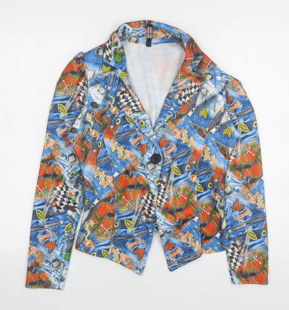 Figa Womens Multicoloured Geometric Polyester Jacket Blazer Size 10