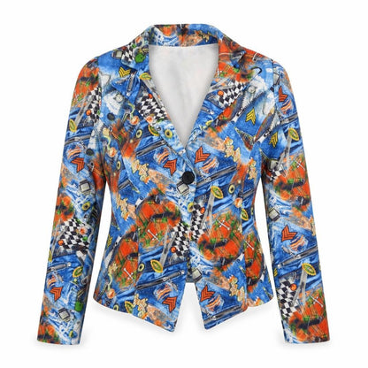 Figa Womens Multicoloured Geometric Polyester Jacket Blazer Size 10