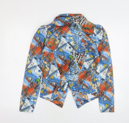 Figa Womens Multicoloured Geometric Polyester Jacket Blazer Size 10