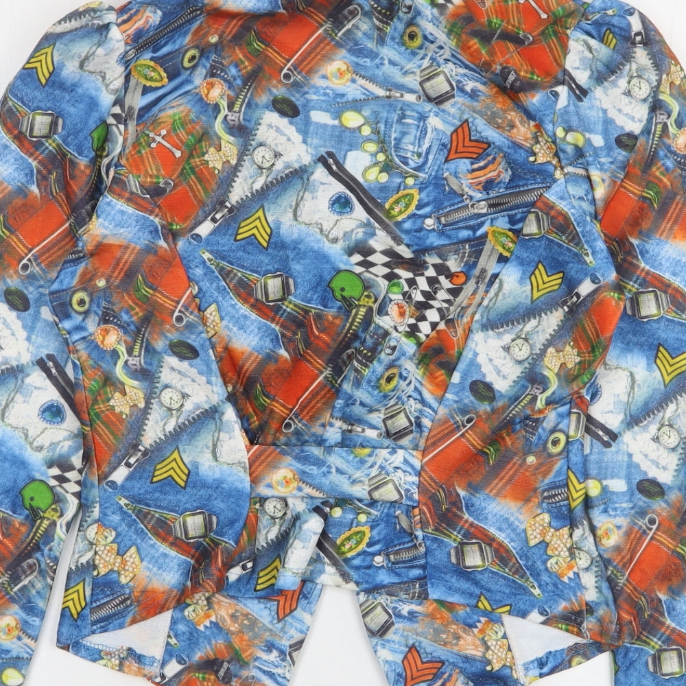 Figa Womens Multicoloured Geometric Polyester Jacket Blazer Size 10