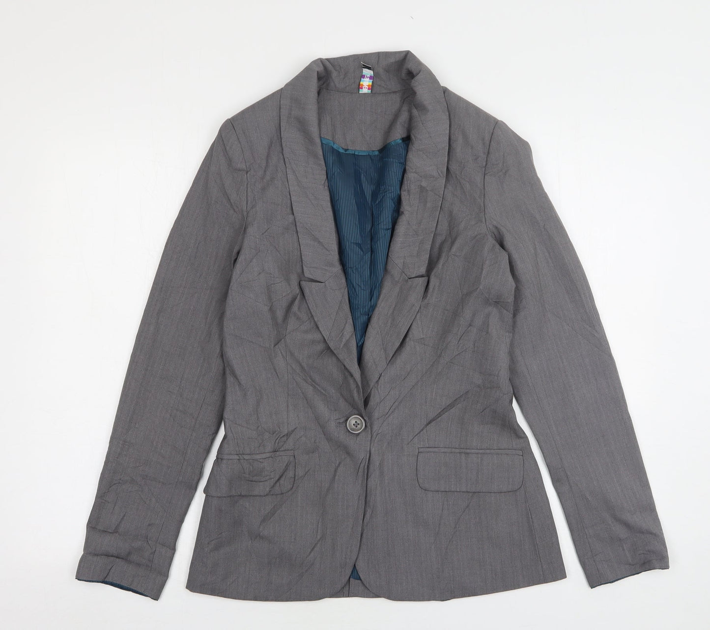 Denim & Co. Womens Grey  Polyester Jacket Suit Jacket Size 8