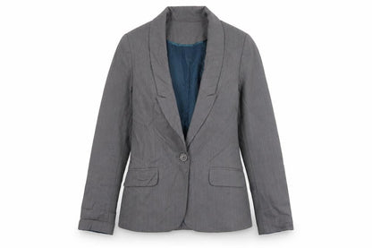Denim & Co. Womens Grey  Polyester Jacket Suit Jacket Size 8