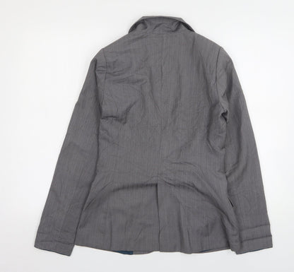 Denim & Co. Womens Grey  Polyester Jacket Suit Jacket Size 8
