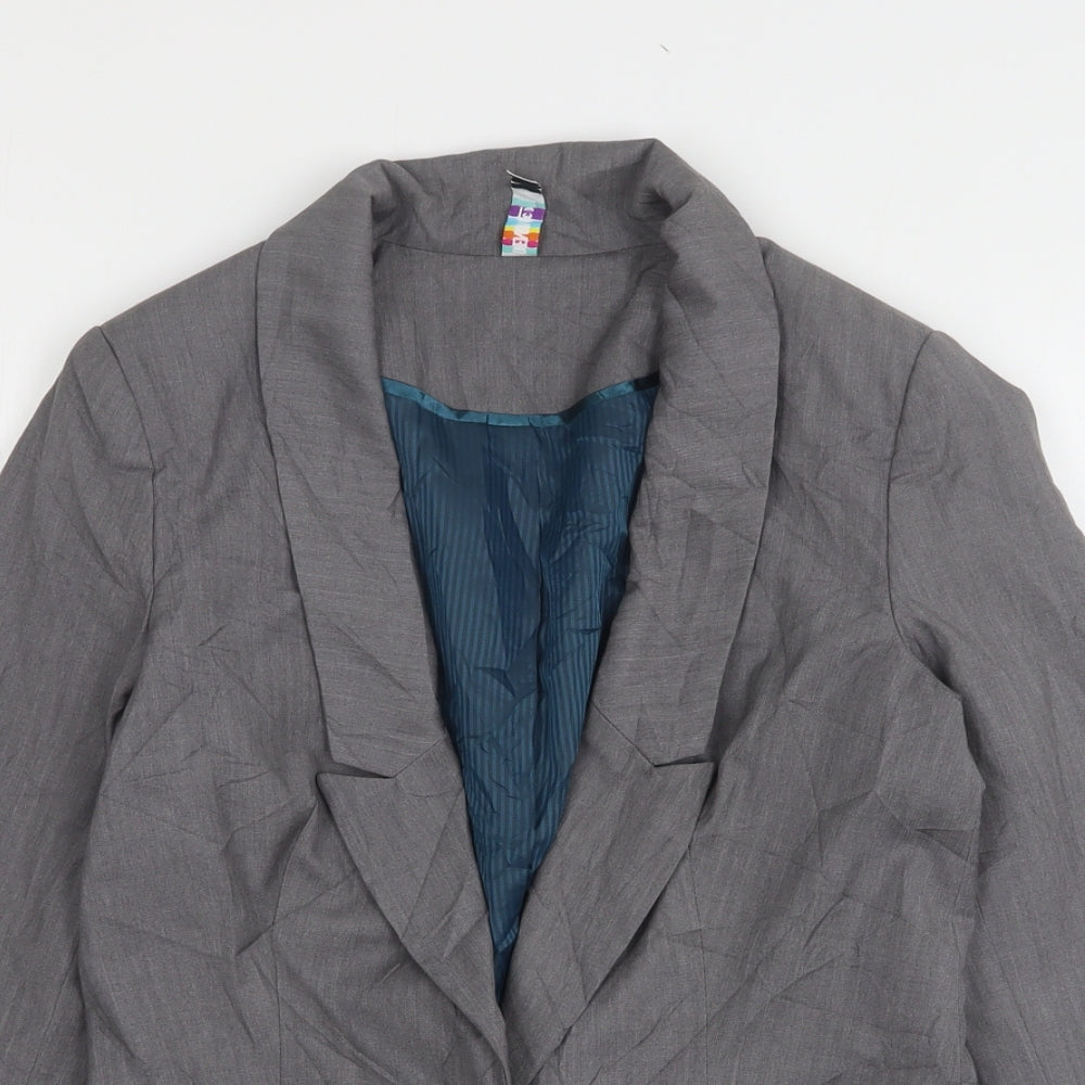 Denim & Co. Womens Grey  Polyester Jacket Suit Jacket Size 8