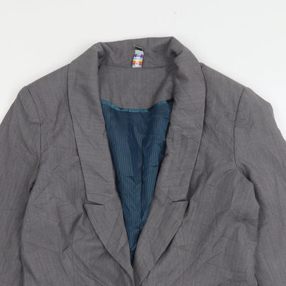 Denim & Co. Womens Grey  Polyester Jacket Suit Jacket Size 8