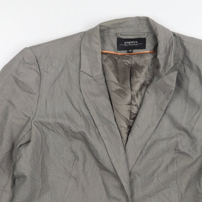 Papaya Womens Grey  Polyester Jacket Suit Jacket Size 14