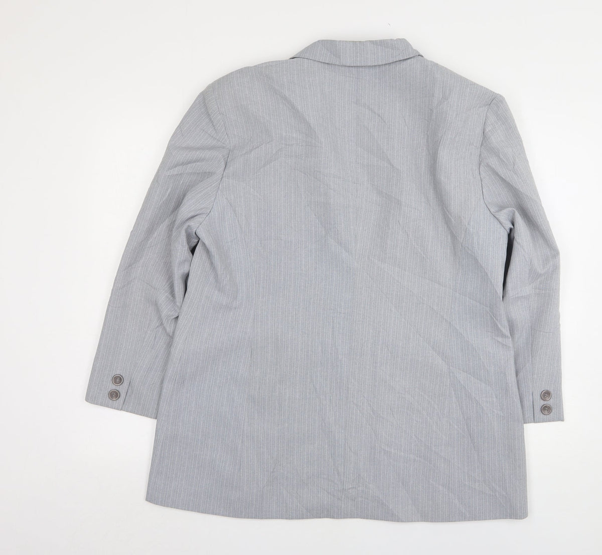 CLC  Womens Grey Striped Polyester Jacket Suit Jacket Size 16