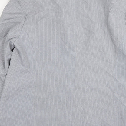 CLC  Womens Grey Striped Polyester Jacket Suit Jacket Size 16