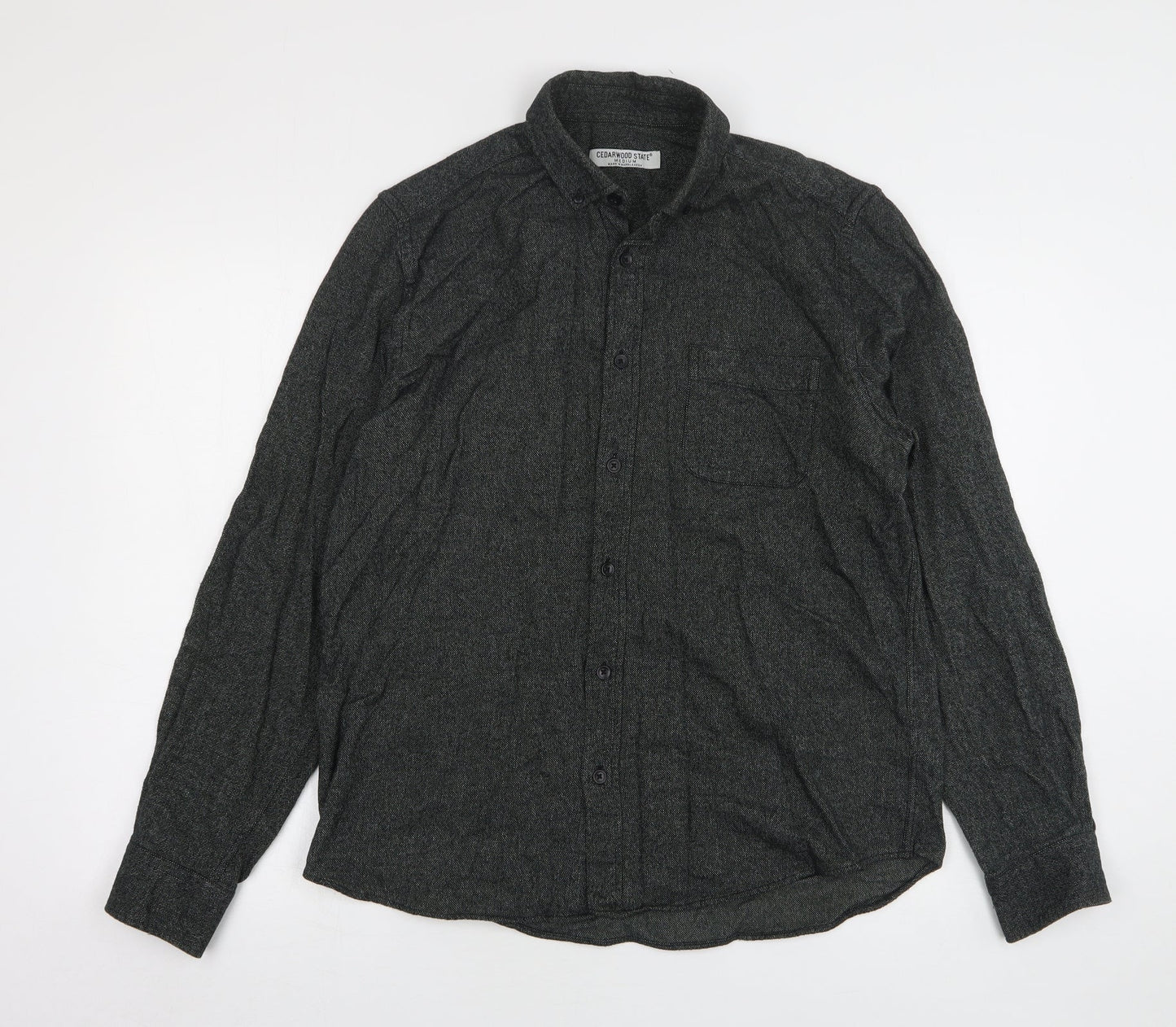 Mens UK Size M Cedar Wood State Green  Button-Up Long Sleeve Casual Shirt