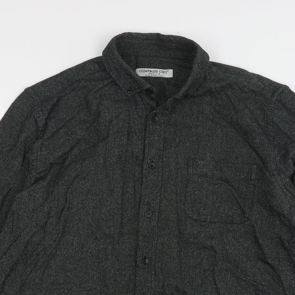 Mens UK Size M Cedar Wood State Green  Button-Up Long Sleeve Casual Shirt