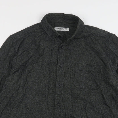 Mens UK Size M Cedar Wood State Green  Button-Up Long Sleeve Casual Shirt