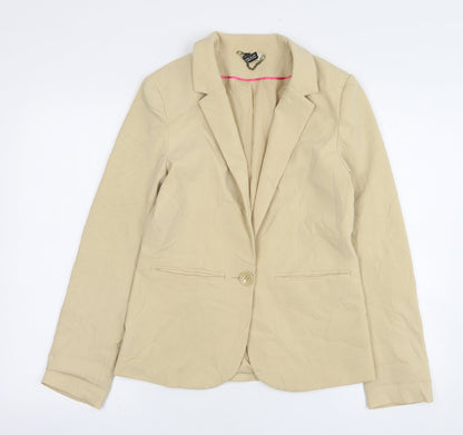 H&M Womens Beige  Polyester Jacket Suit Jacket Size 10