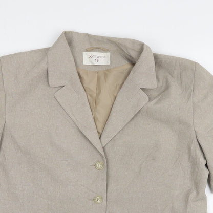Bonmarché Womens Beige  Polyester Jacket Suit Jacket Size 18