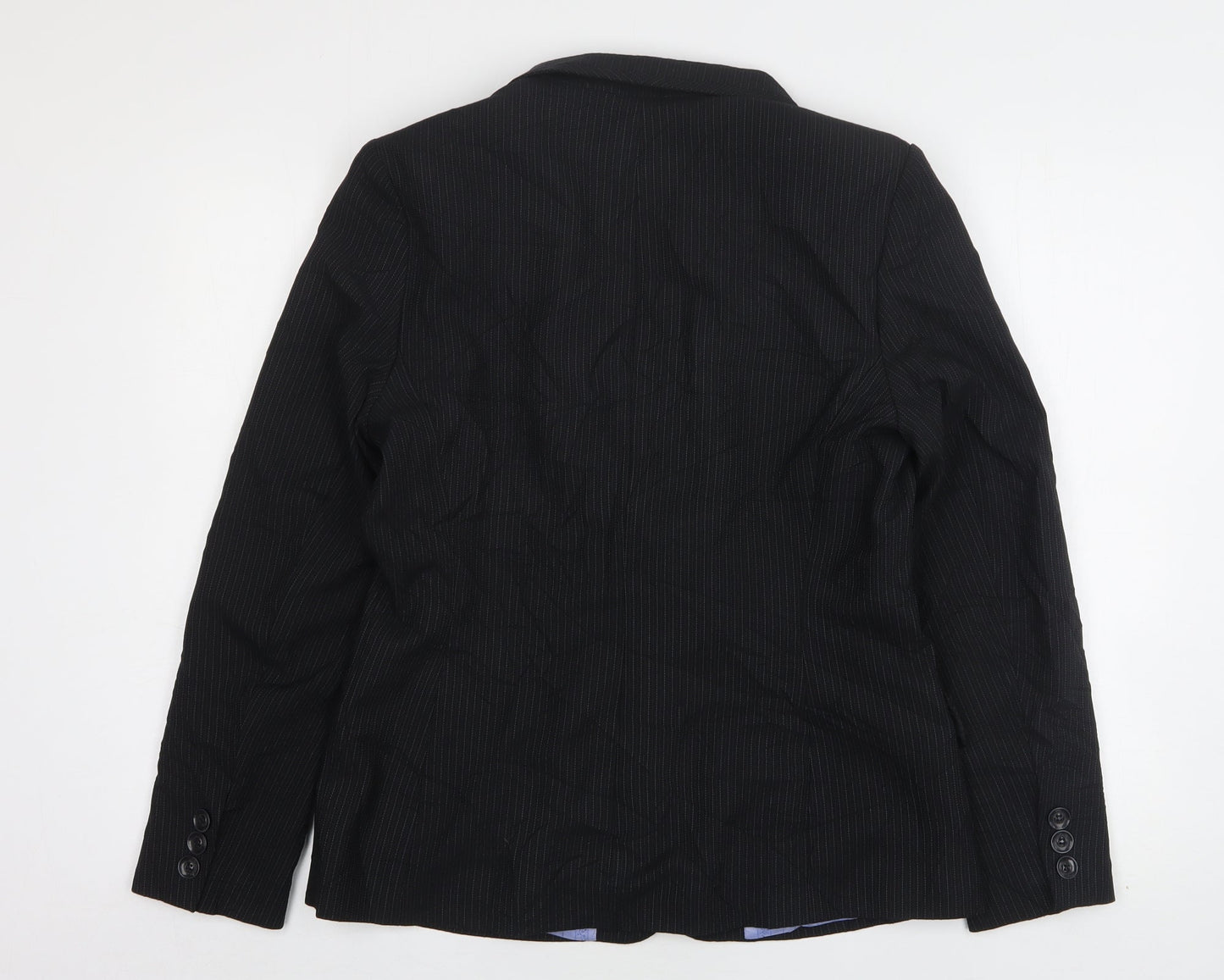 Autonomy Womens Black Striped Polyester Jacket Suit Jacket Size 14