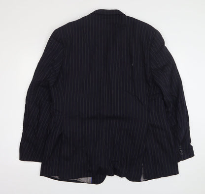 F&F Mens Blue Striped Polyester Jacket Suit Jacket Size 46