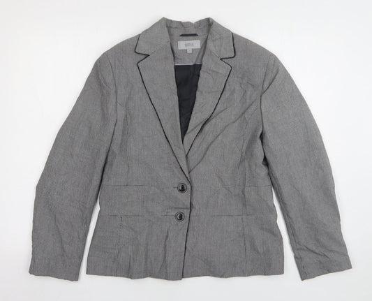 Marks and Spencer Womens Grey Geometric Polyester Jacket Suit Jacket Size 14