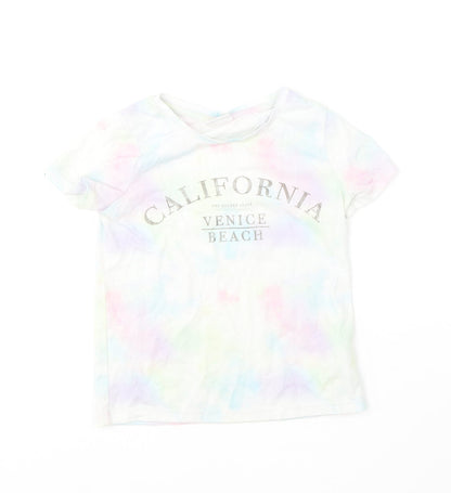 F&F Girls Multicoloured  Polyester Basic T-Shirt Size 5-6 Years Round Neck