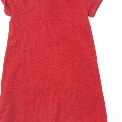 H&M Girls Red  Cotton A-Line  Size 2-3 Years  Round Neck