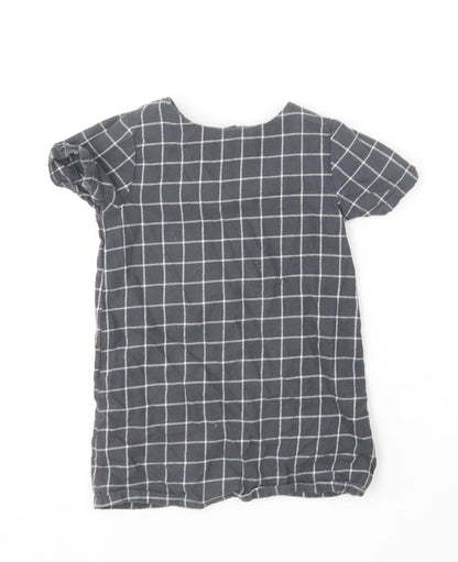 NEXT Girls Black Striped Cotton A-Line  Size 4 Years  Round Neck