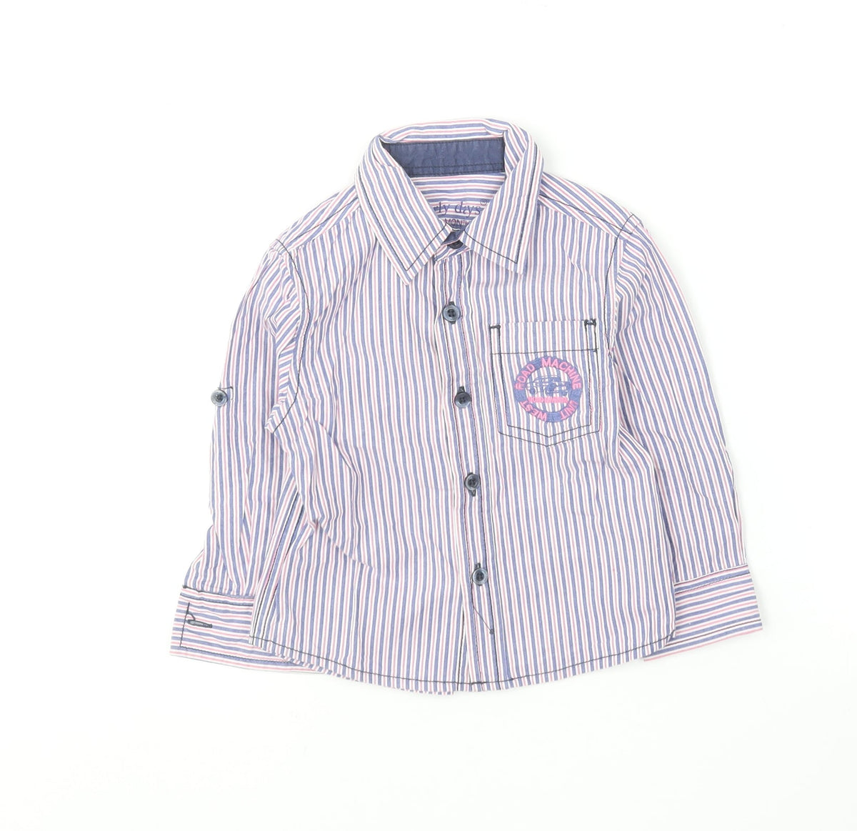 Early Days Baby Multicoloured Striped Cotton Basic Button-Up Size 12-18 Months Collared