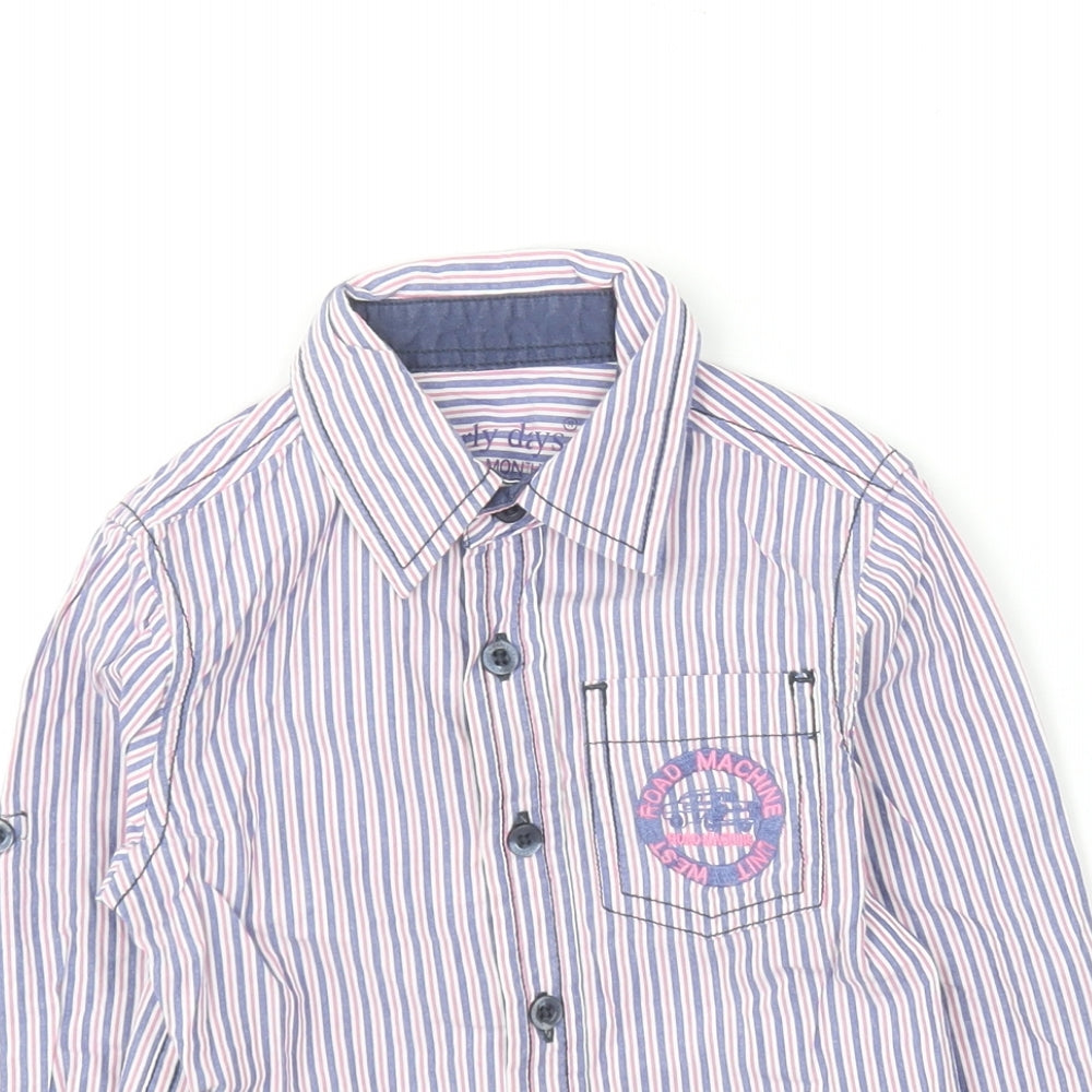 Early Days Baby Multicoloured Striped Cotton Basic Button-Up Size 12-18 Months Collared
