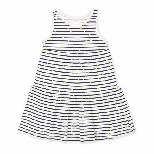 name it  Girls Blue Striped Cotton Shift  Size 7 Years  Round Neck  - Star