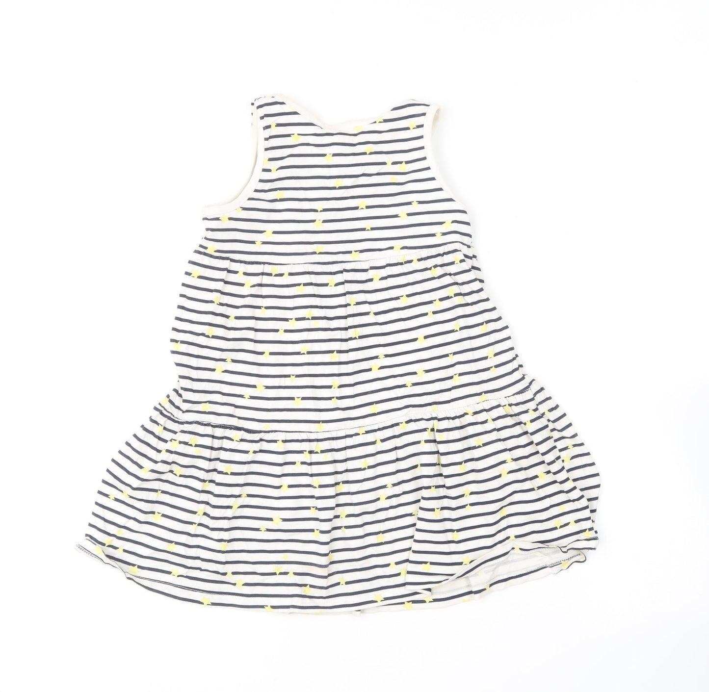 name it  Girls Blue Striped Cotton Shift  Size 7 Years  Round Neck  - Star