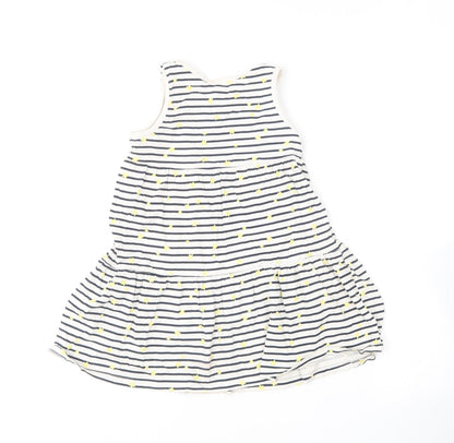 name it  Girls Blue Striped Cotton Shift  Size 7 Years  Round Neck  - Star