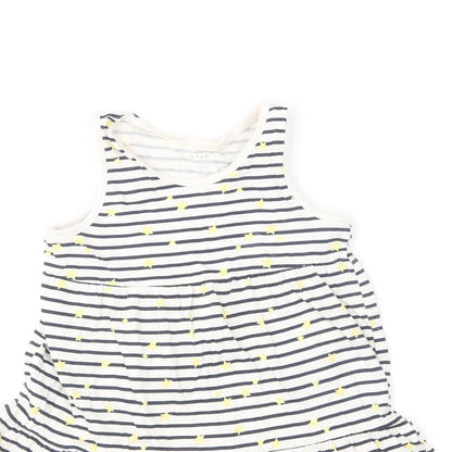 name it  Girls Blue Striped Cotton Shift  Size 7 Years  Round Neck  - Star