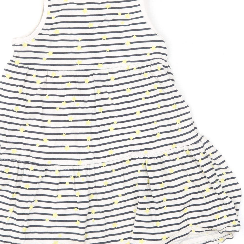 name it  Girls Blue Striped Cotton Shift  Size 7 Years  Round Neck  - Star