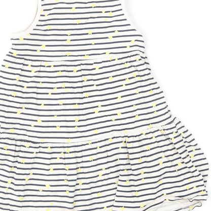 name it  Girls Blue Striped Cotton Shift  Size 7 Years  Round Neck  - Star