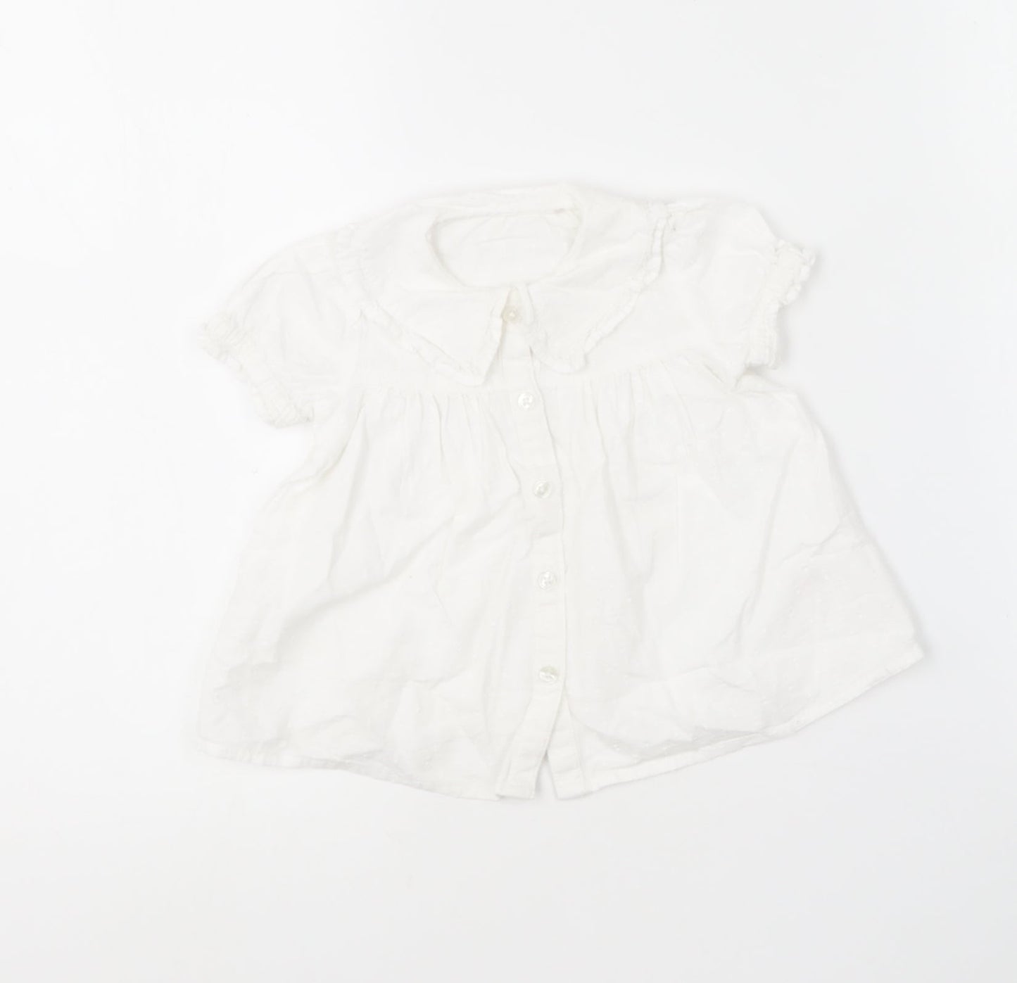 TU Girls White  Cotton Skater Dress  Size 6-9 Months  Collared