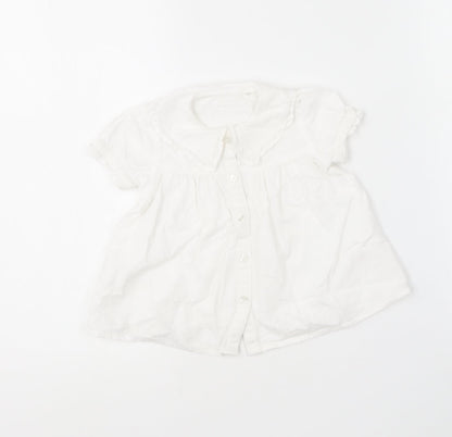 TU Girls White  Cotton Skater Dress  Size 6-9 Months  Collared