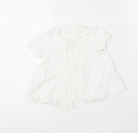 TU Girls White  Cotton Skater Dress  Size 6-9 Months  Collared