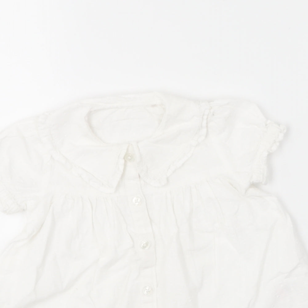 TU Girls White  Cotton Skater Dress  Size 6-9 Months  Collared