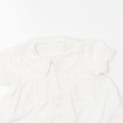 TU Girls White  Cotton Skater Dress  Size 6-9 Months  Collared