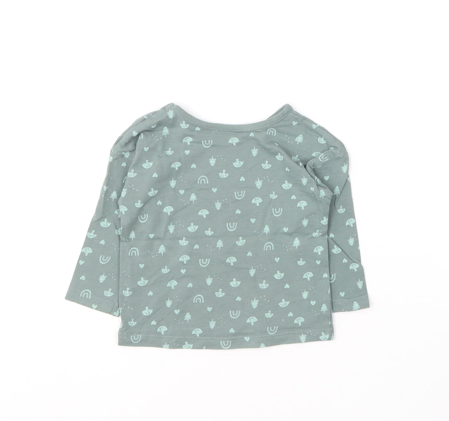 George Baby Green Geometric Cotton Basic T-Shirt Size 6-9 Months Round Neck