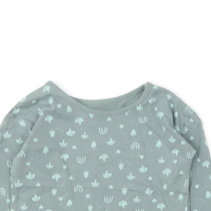 George Baby Green Geometric Cotton Basic T-Shirt Size 6-9 Months Round Neck