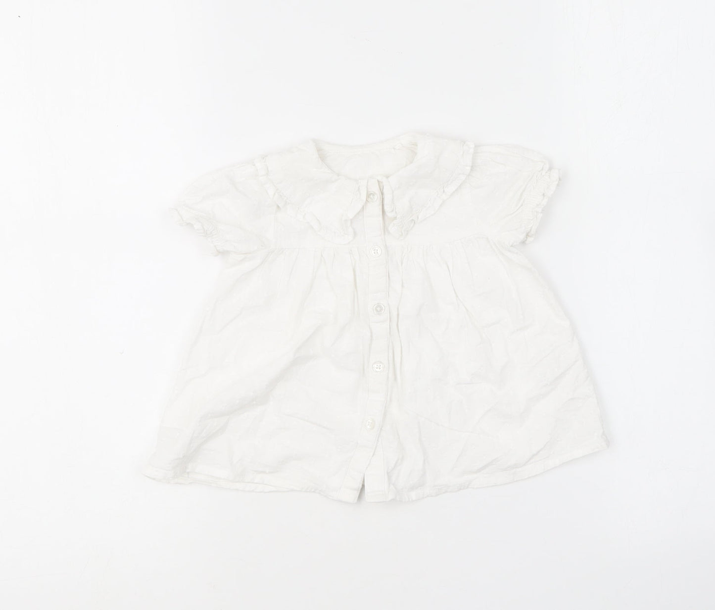 TU Girls White  Cotton Skater Dress  Size 6-9 Months  Collared