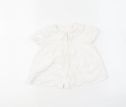 TU Girls White  Cotton Skater Dress  Size 6-9 Months  Collared