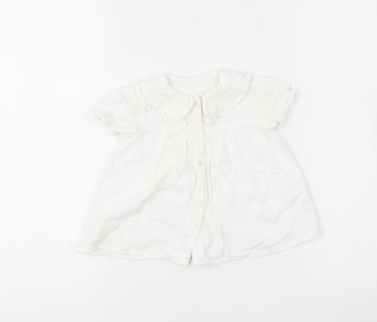 TU Girls White  Cotton Skater Dress  Size 6-9 Months  Collared