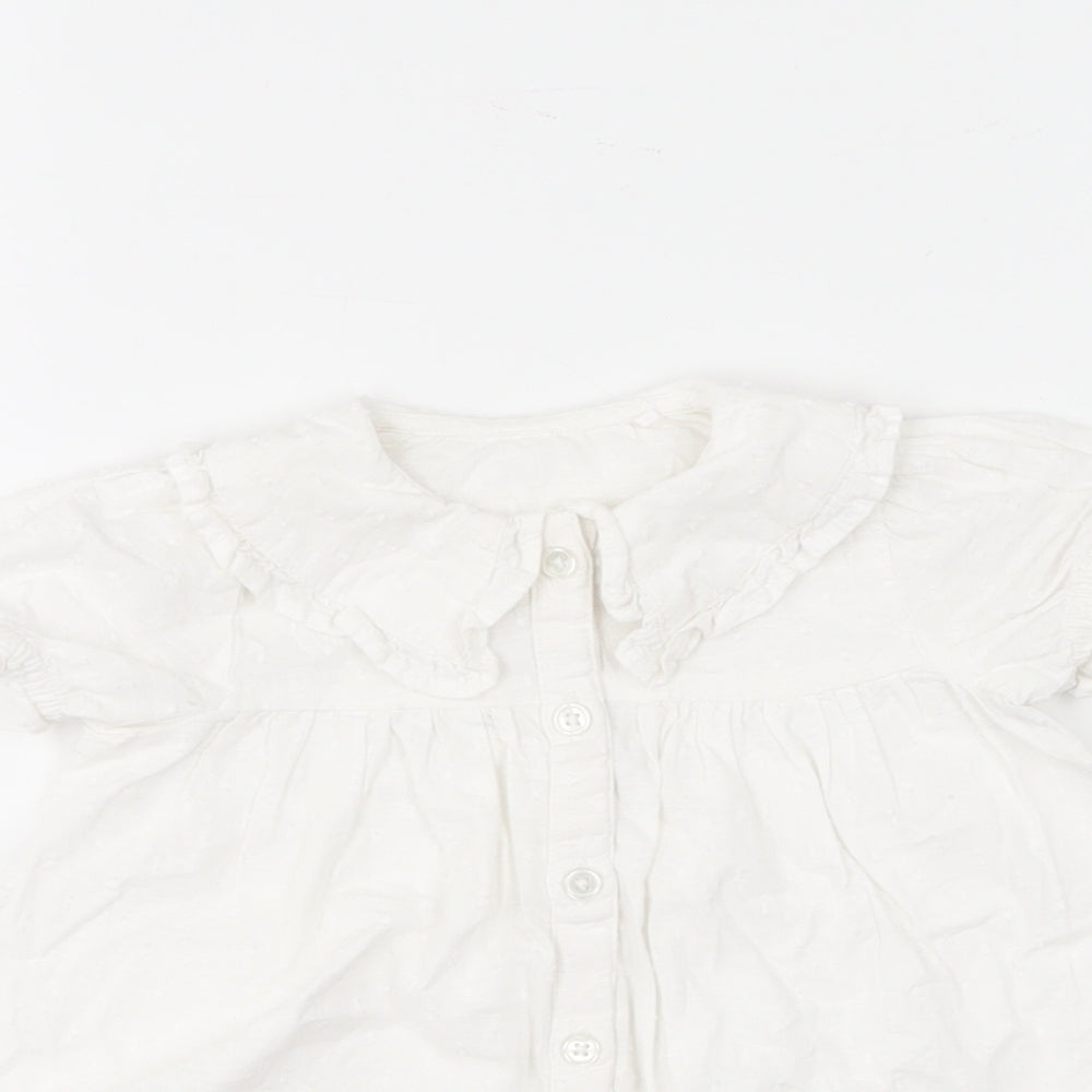 TU Girls White  Cotton Skater Dress  Size 6-9 Months  Collared