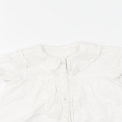 TU Girls White  Cotton Skater Dress  Size 6-9 Months  Collared