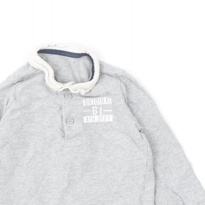 Mothercare Boys Grey  Cotton Basic Polo Size 9-12 Months Collared