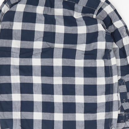 Gap  Boys Blue Check 100% Cotton Jersey Button-Up Size L Collared Button