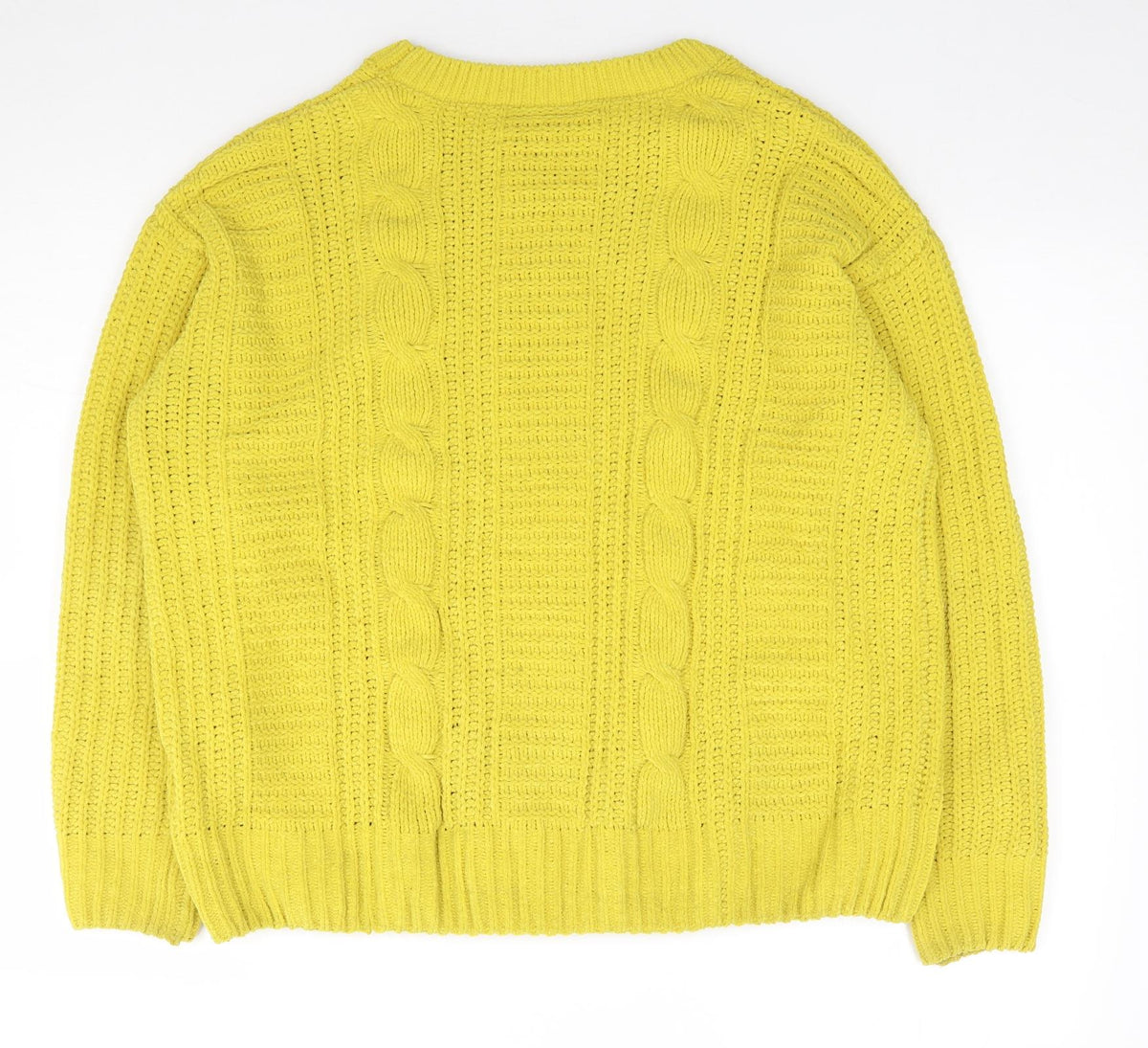Yssica Womens Yellow Crew Neck  Polyester Pullover Jumper Size S