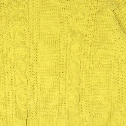 Yssica Womens Yellow Crew Neck  Polyester Pullover Jumper Size S
