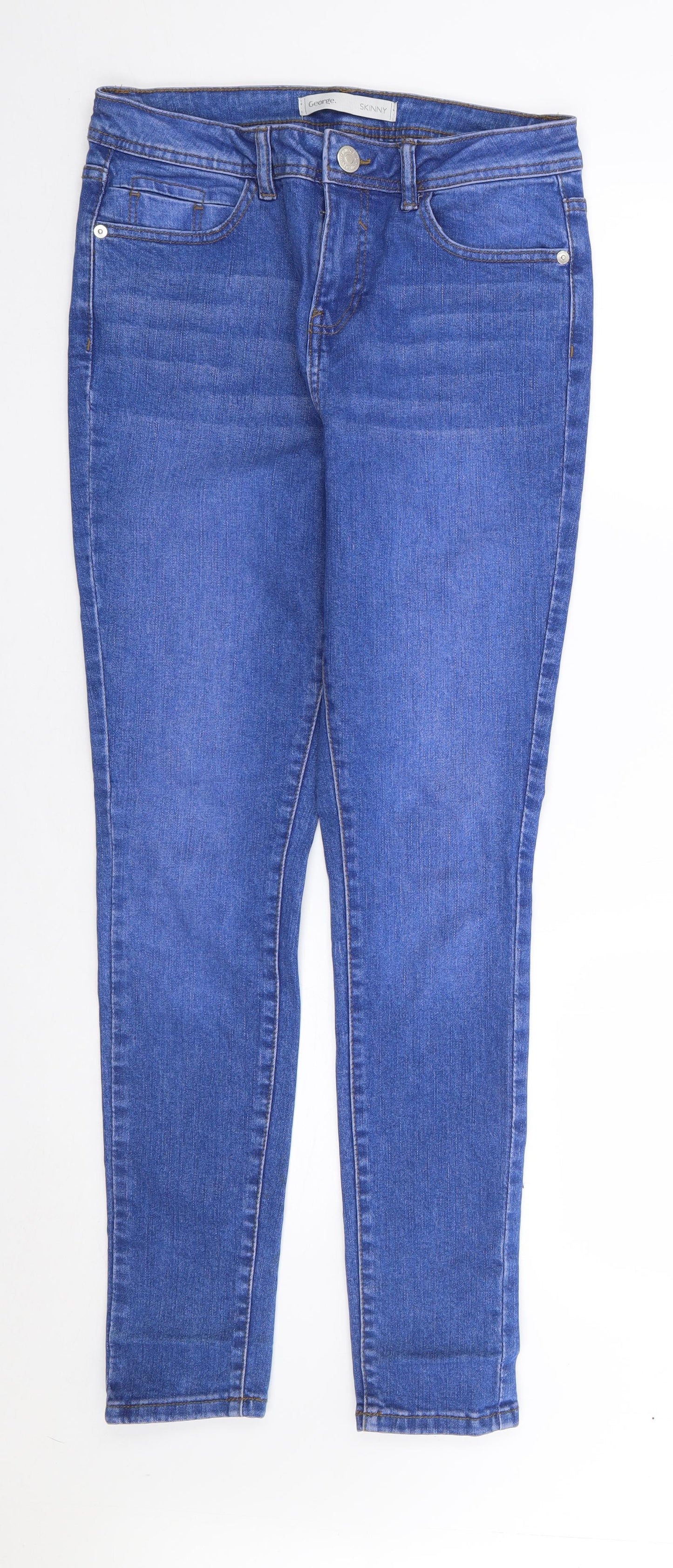 George Womens Blue  Cotton Skinny Jeans Size 10 L30 in Regular Zip
