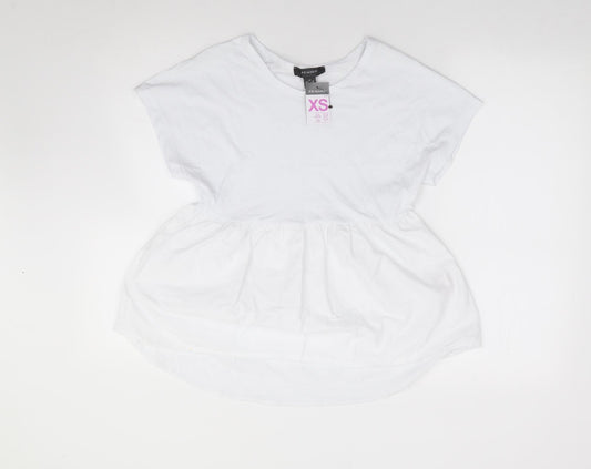 Primark  Womens Ivory  100% Cotton Jersey T-Shirt Size XS Round Neck