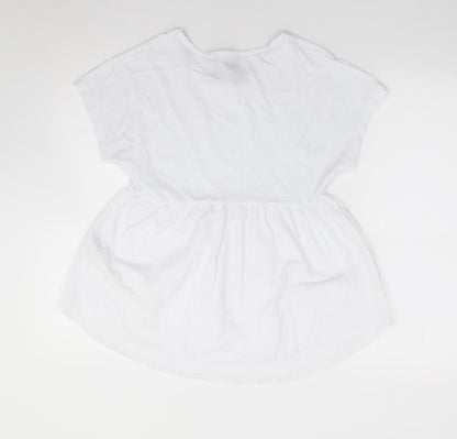 Primark  Womens Ivory  100% Cotton Jersey T-Shirt Size XS Round Neck